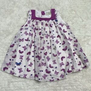 Pili Carrera Girl's Purple White Lace Butterflies Print Sleeveless Dress Size 2